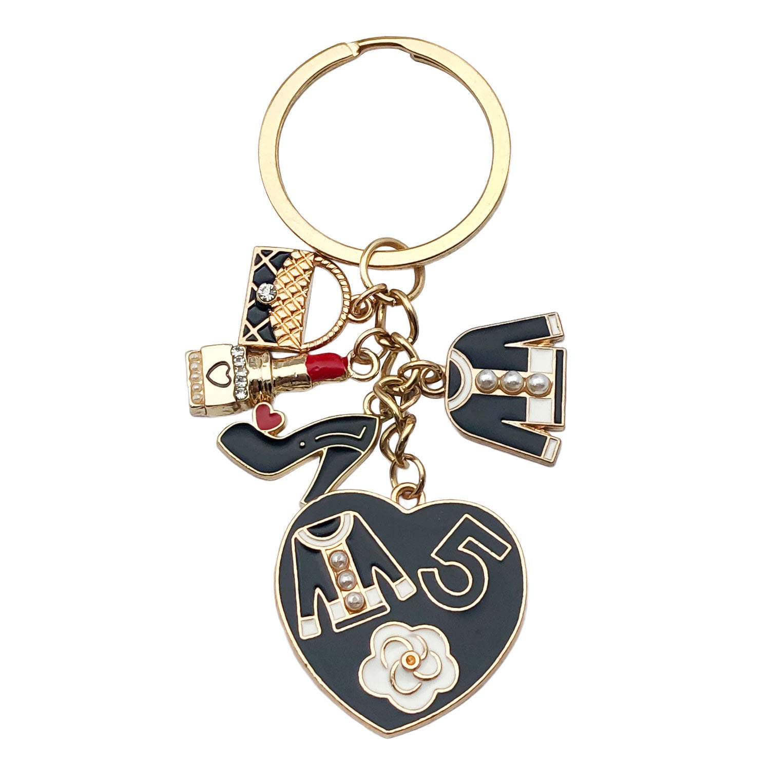 Wholesale Lipstick High Heels Red Wine Glass Alloy Keychain