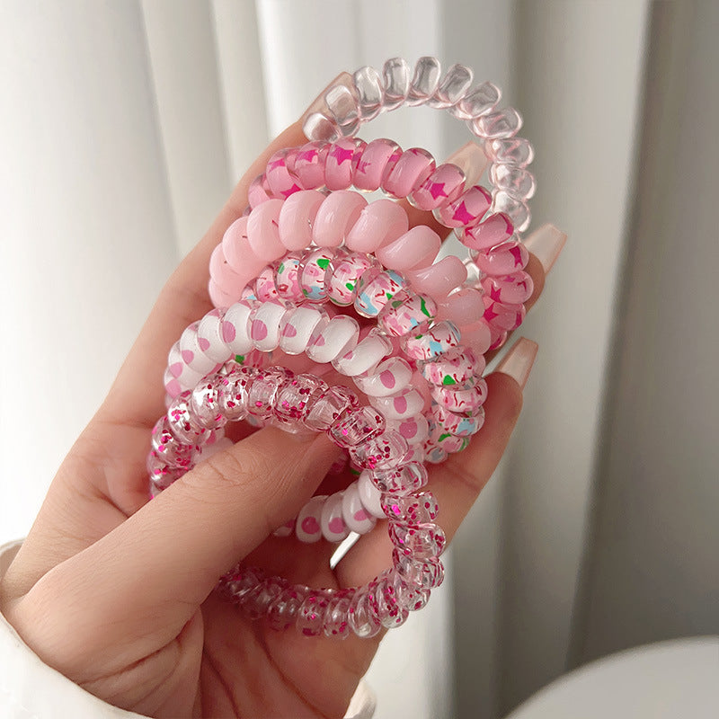 Wholesale Sweet Color Simple No-Trace No-Damage Elastic Band Telephone Line Hair Scrunchies