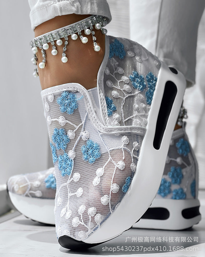 Wholesale Women's New Fashion All-match Colorful Rose Sneakers