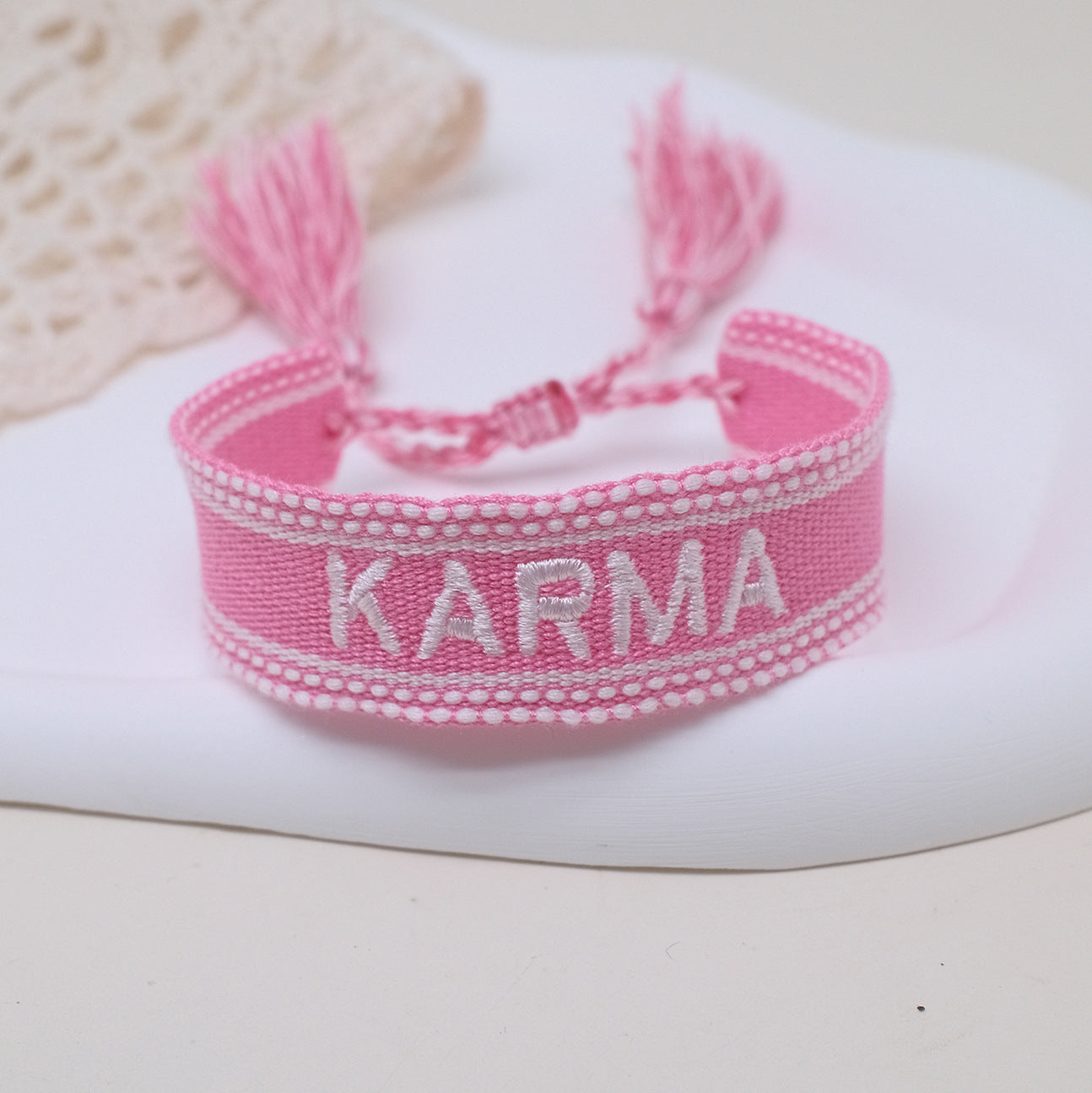 Wholesale Cord Letter Embroiderable Woven Tassel Bracelet
