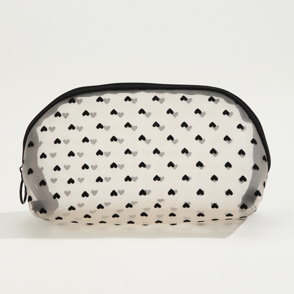 Wholesale Love Mesh Cosmetic Bag Triangular Semicircle Mini Hollow Storage Bag