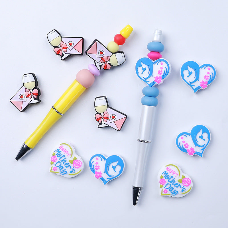 Wholesale 20PCS/PACK Mother's Day Heart-shaped Silicone Beads