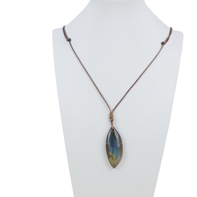 Wholesale Natural Crystal Elongated Stone Raw Stone Polished Semi Precious Stone Necklace