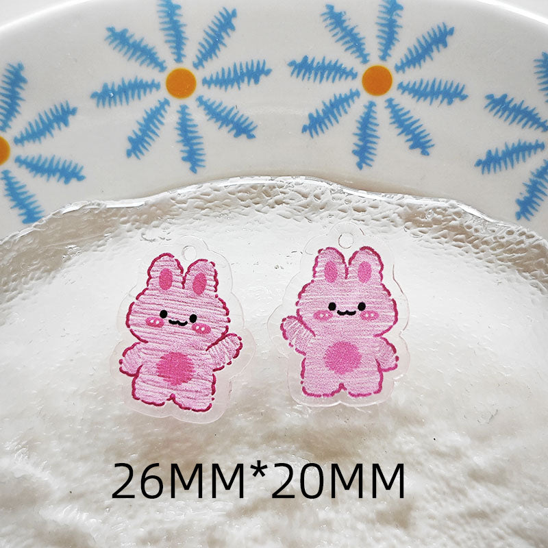 Wholesale 10pcs Double-sided bow three-dimensional relief acrylic jewelry accessories DIY pendant with holes cartoon character cute