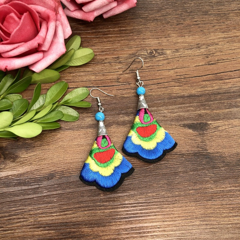 Wholesale Embroidery Flower Fabric Earrings