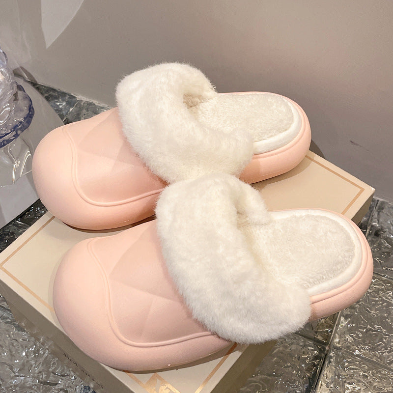 Wholesale Baotou Removable Thick Sole Anti-slip Waterproof Autumn and Winter New Plush Cotton Slippers