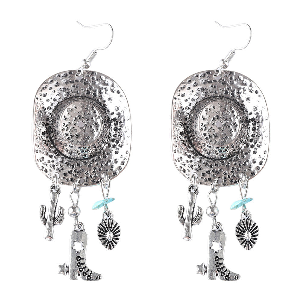 Wholesale Western Hip-Hop Punk Cowboy Tassel Drop Earrings