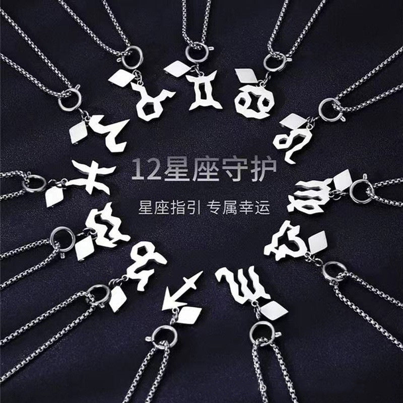 Wholesale Stainless Steel Twelve Zodiac Signs High-end Niche Design Simple Titanium Steel Necklaces