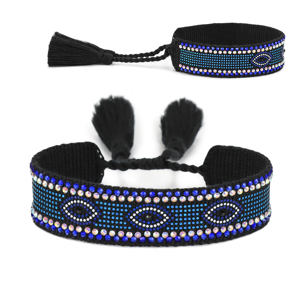 Wholesale Sequin Devil's Eye Woven Cord Bracelet
