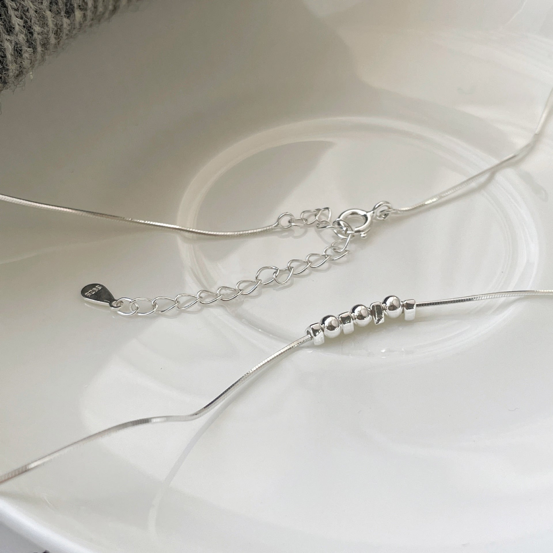 Wholesale 925 Sterling Silver Small Round Bead Necklace Clavicle Chain