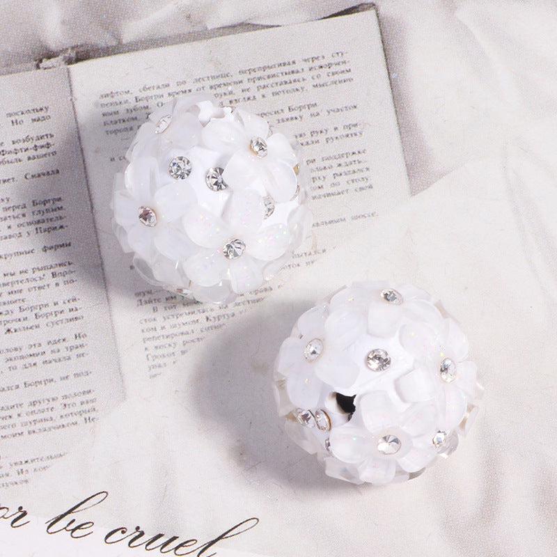 Wholesale 5pcs/pack DIY small  flower ball polymer clay straight hole beads