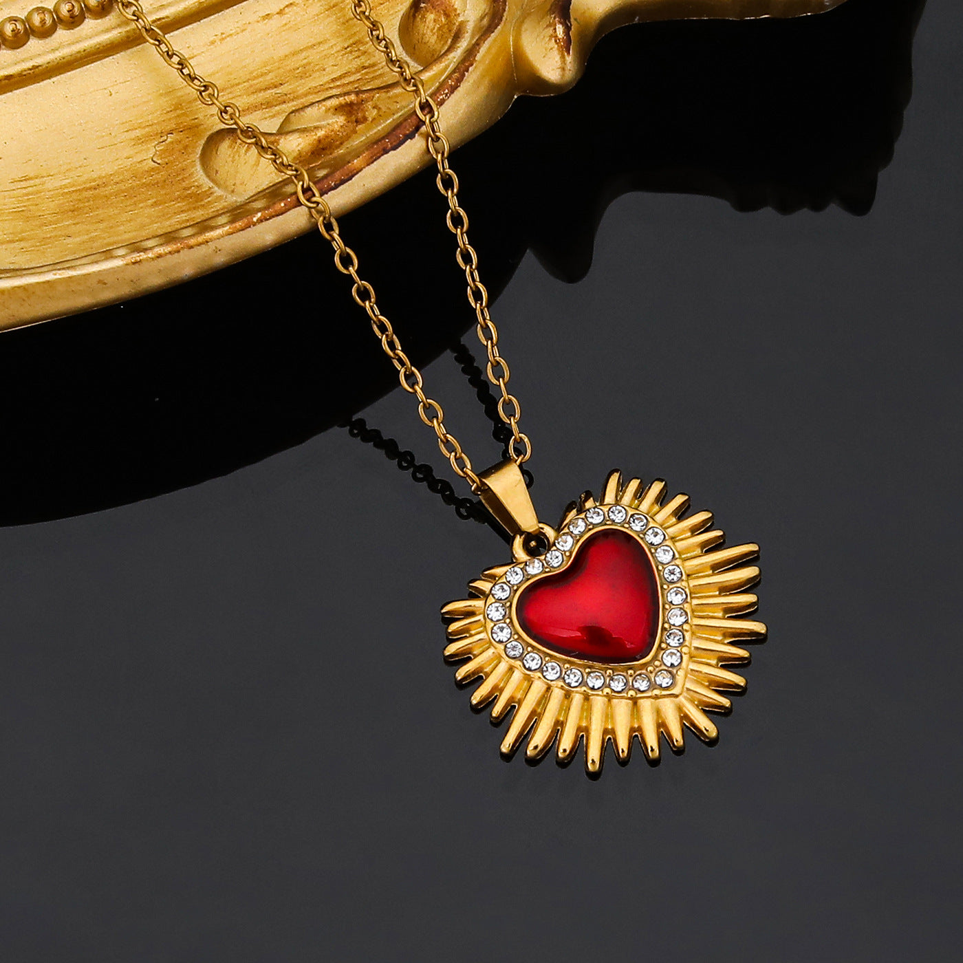 Wholesale stainless steel real gold electroplated love drop oil necklace