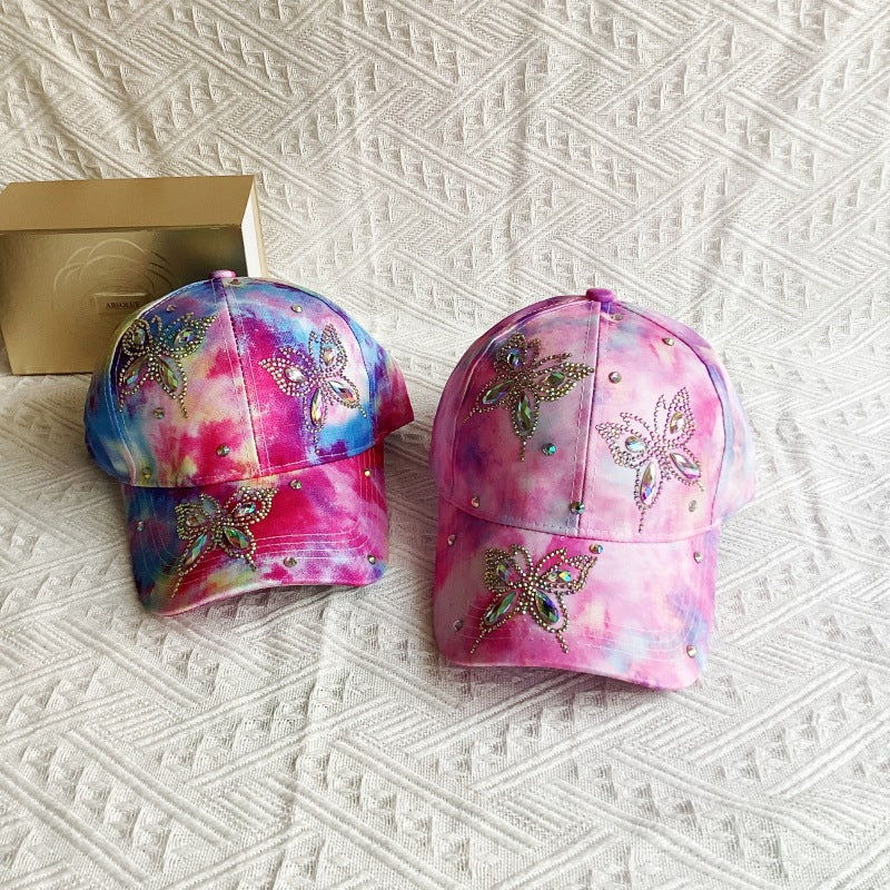 Wholesale Hot Diamond Glass Diamond Butterfly Baseball Cap