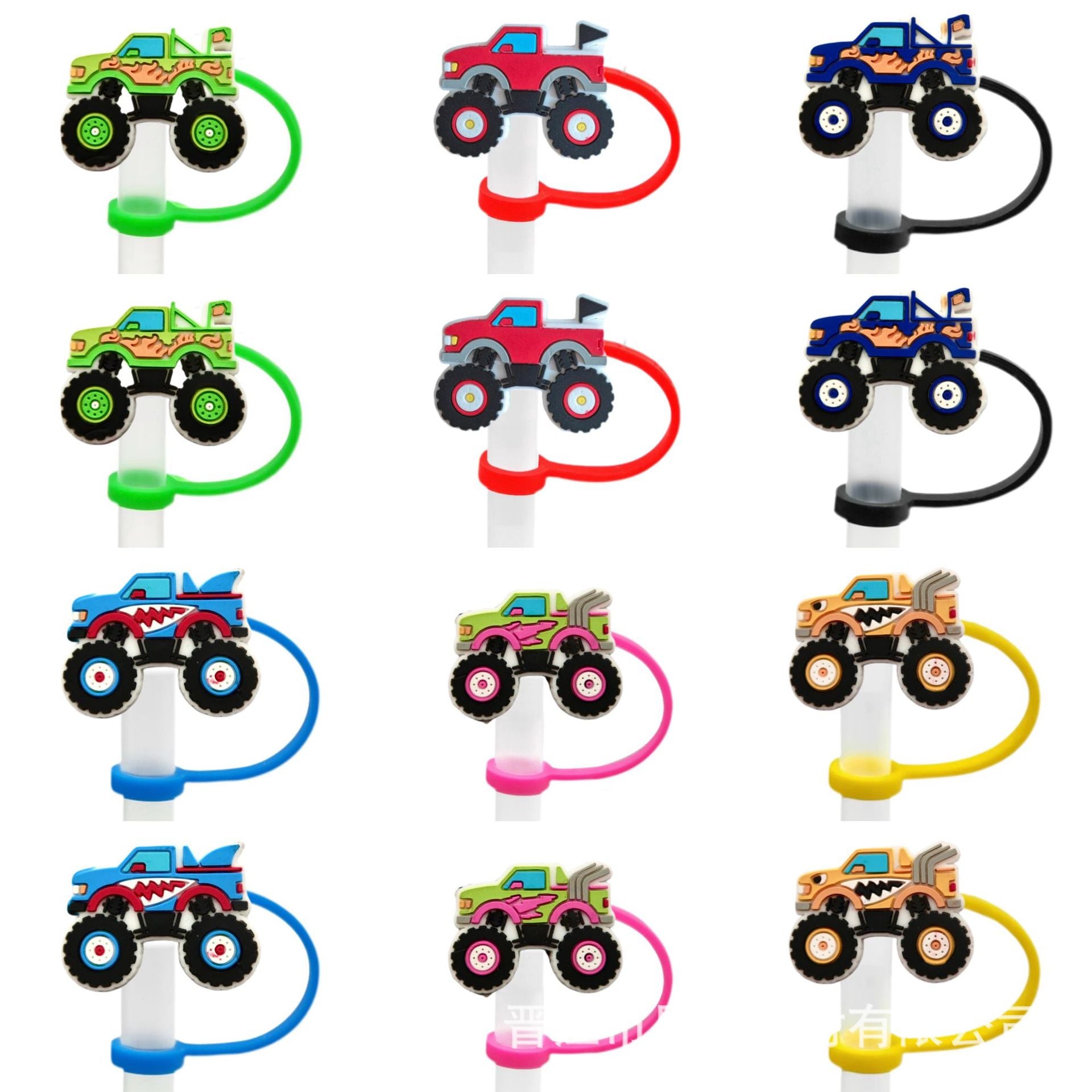 Wholesale 10pcs Off-road Racing Creative Cartoon 8/10mm Silicone Dustproof and Anti Overflow Straw Cover