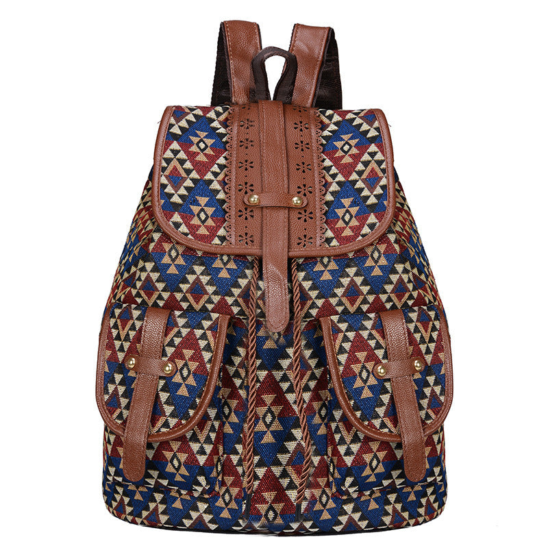 Wholesale Ethnic Style Backpack Canvas Drawstring Small Backpack