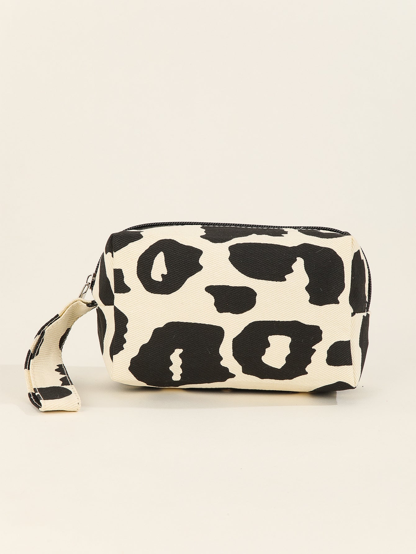 Wholesale Canvas Print Portable Leopard Print Checkerboard Pattern Cosmetic Bag