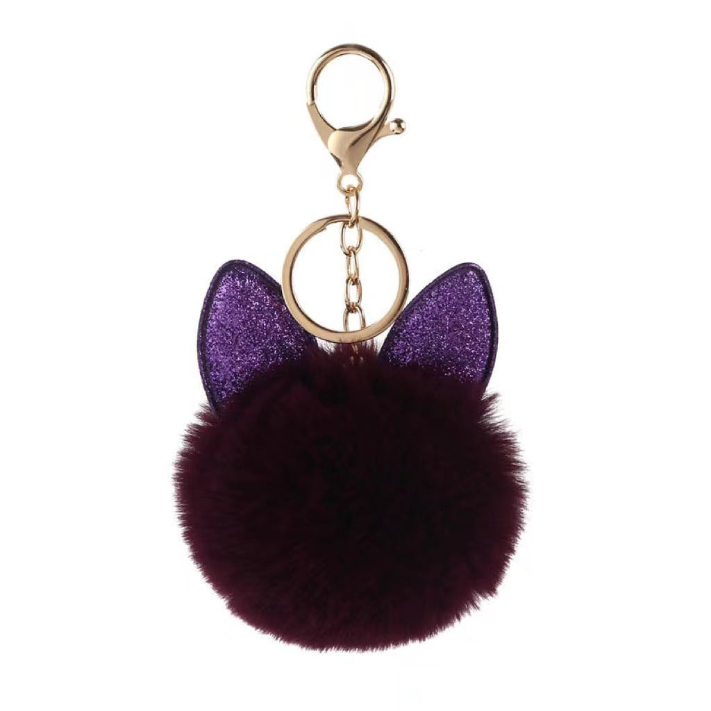 Wholesale Plush rabbit ears ethnic ball keychain