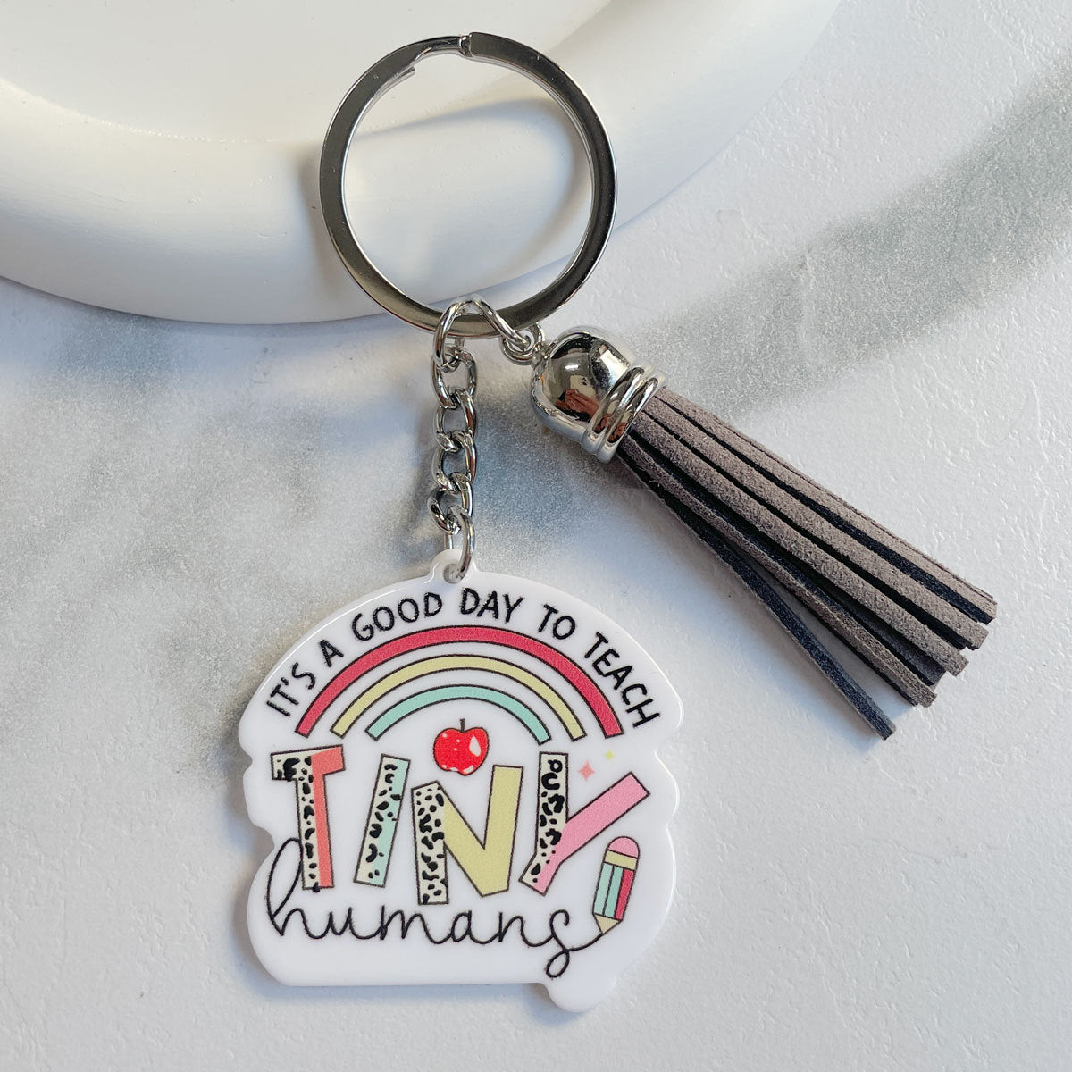 Wholesale Teacher Gifts Acrylic Letter Tassel Pendant Keychain