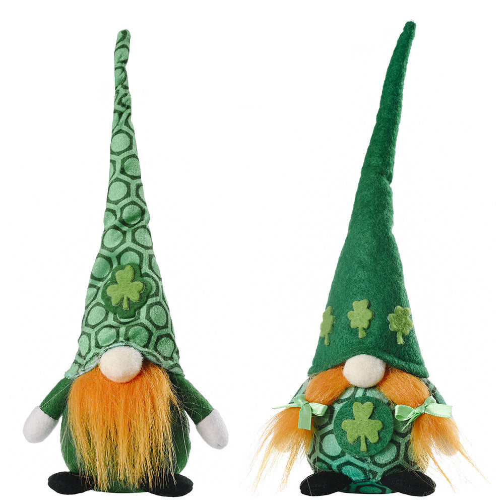 Wholesale St. Patrick's Day Little Doll Standing Green Leaf Gnome Ornament