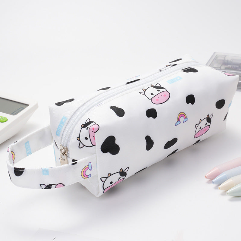 Wholesale Large Capacity Cow Pattern Printed Simple Polyester Pencil Case