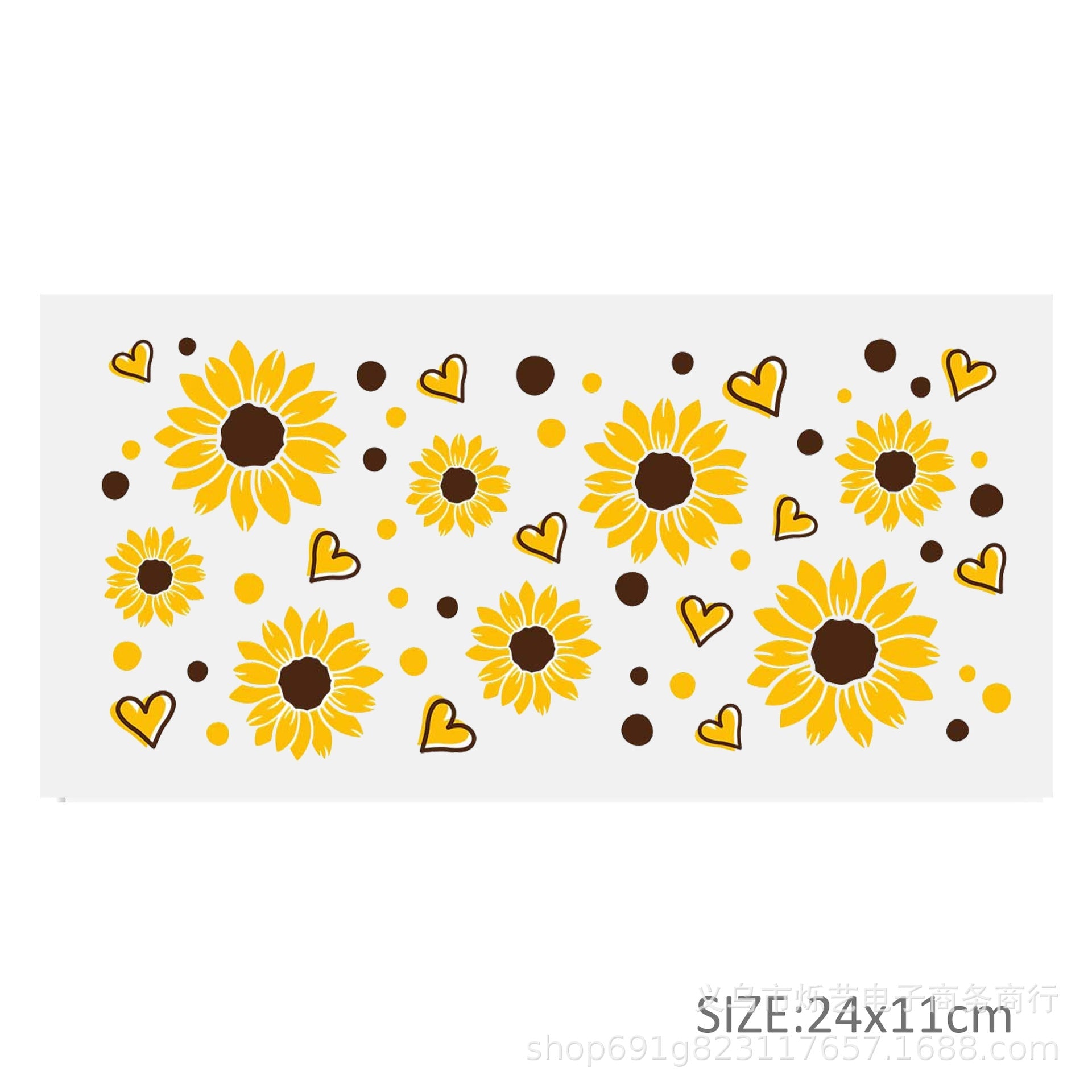 Wholesale 5pcs Sunflower Rainbow Series UV DTF Transfer Crystal Cup Sticker 24cmX11cm