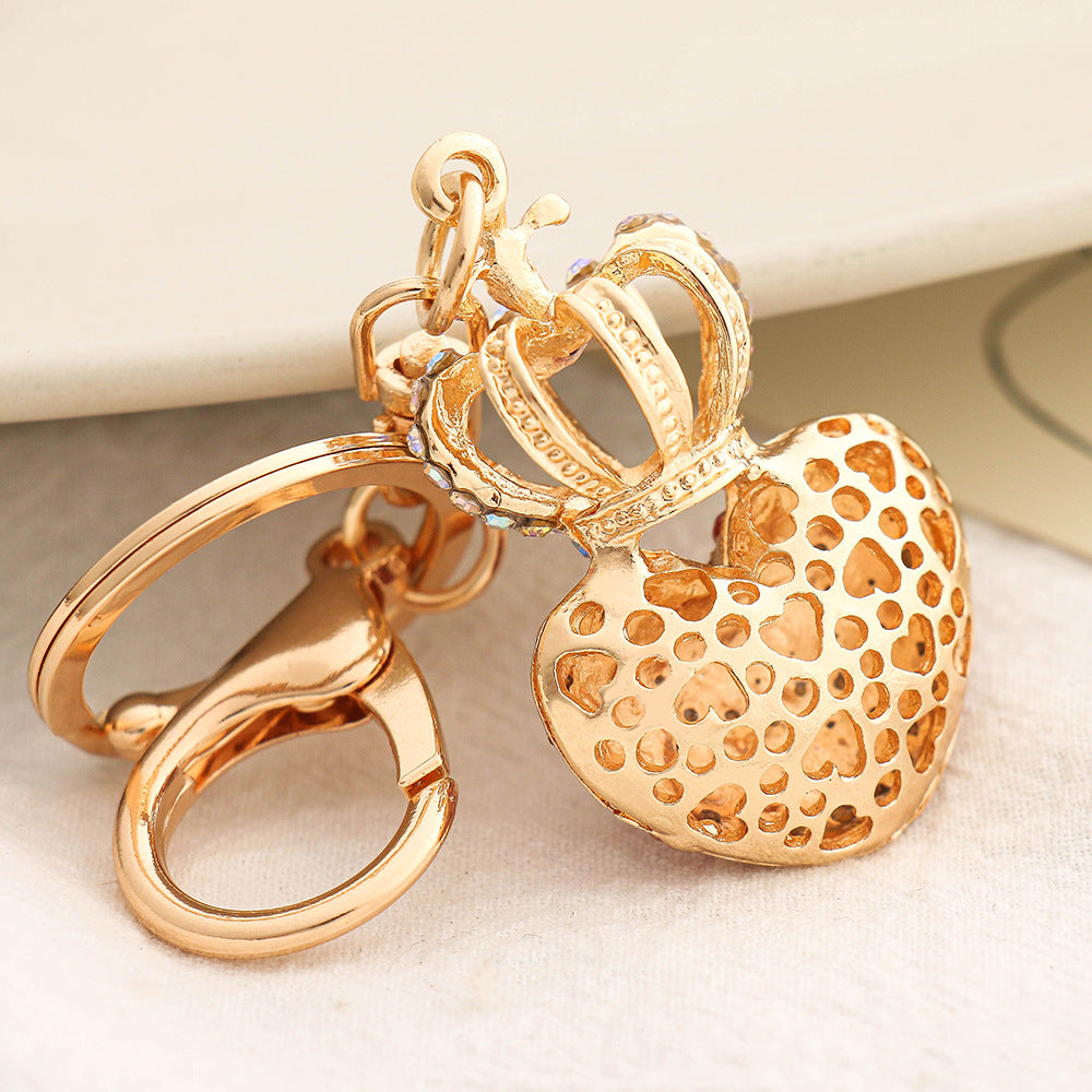 Wholesale Diamond Heart Crown Metal Keychain