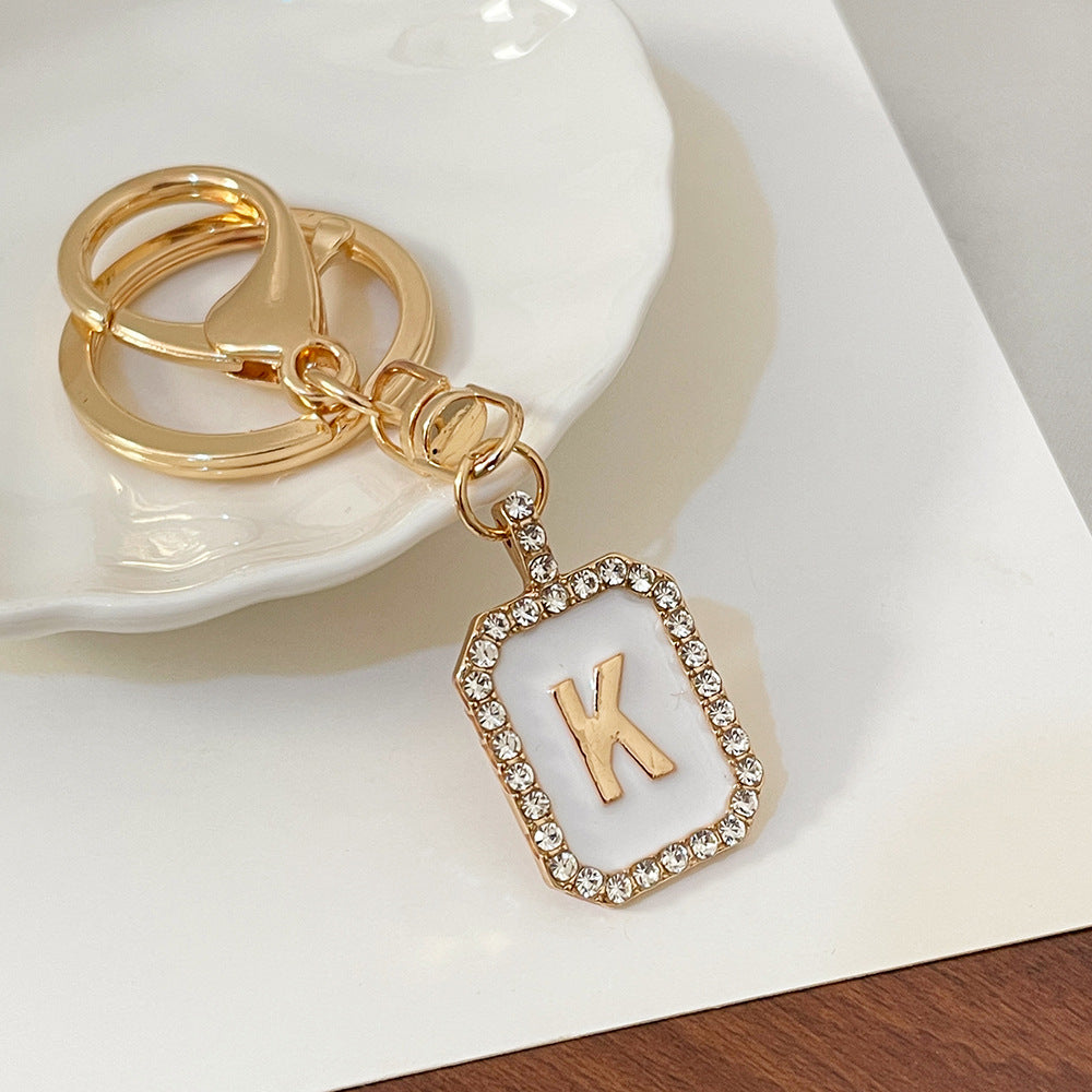 Wholesale 26 Letters Diamond-drip Oil Key Chain