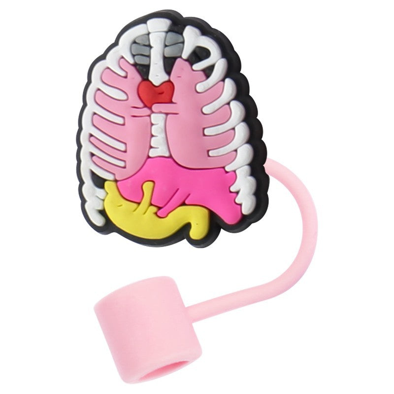 Wholesale 10pcs Medical Cartoon Organ Silicone Straw Cap Cup Accessories