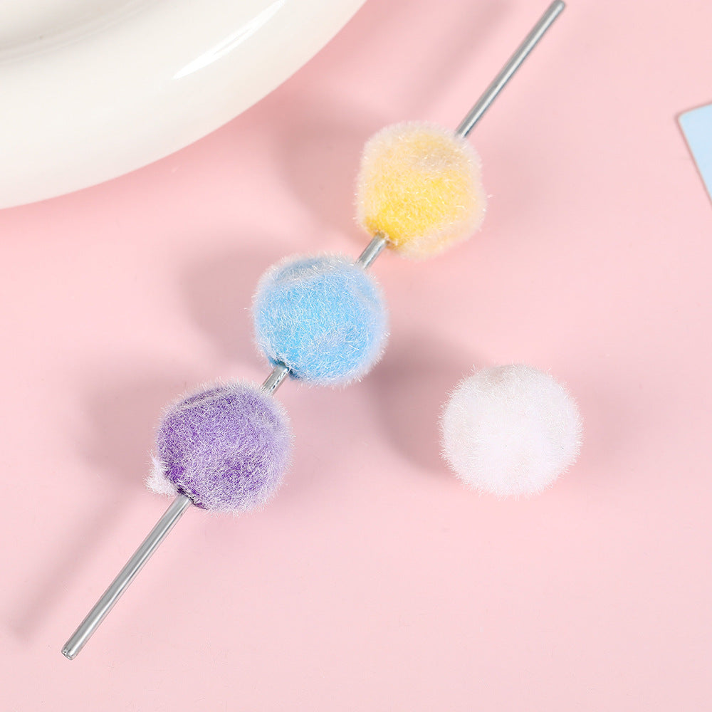 Wholesale 50pcs Plush Fig Beaded Jewelry Accessories Colorful Loose Beads Long Hair Mobile Phone Chain Pendant Material