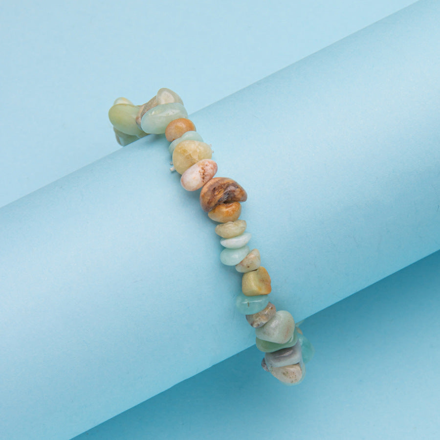 Wholesale natural stone crystal agate colorful gravel elastic bracelet