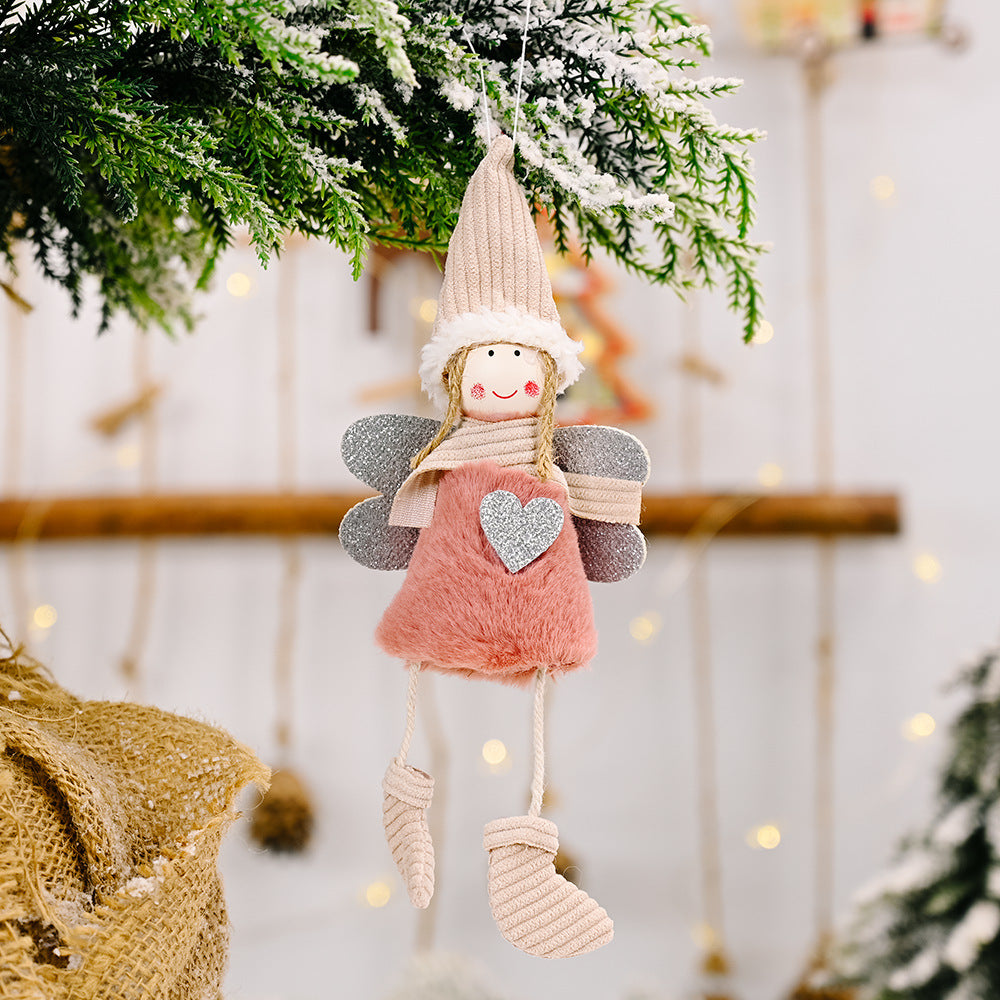 Wholesale Christmas Decoration New Plush Love Angel Pendant Small Tree Charm Children Cute Plush Doll