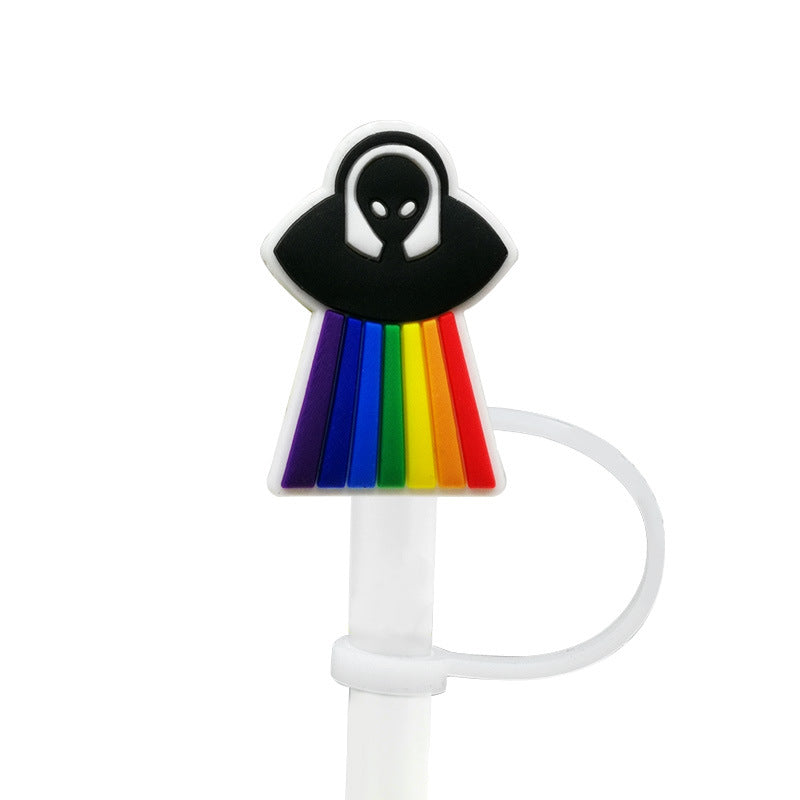 Wholesale of 10PCS Space Transportation Vehicles with Silicone Straw Tube Cap Straw Decorations