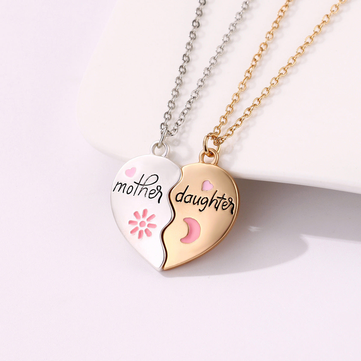 Wholesale Mother Daughter Parent-child Set Alloy Oil Drop Magnetic Pendant Mother's Day Necklace
