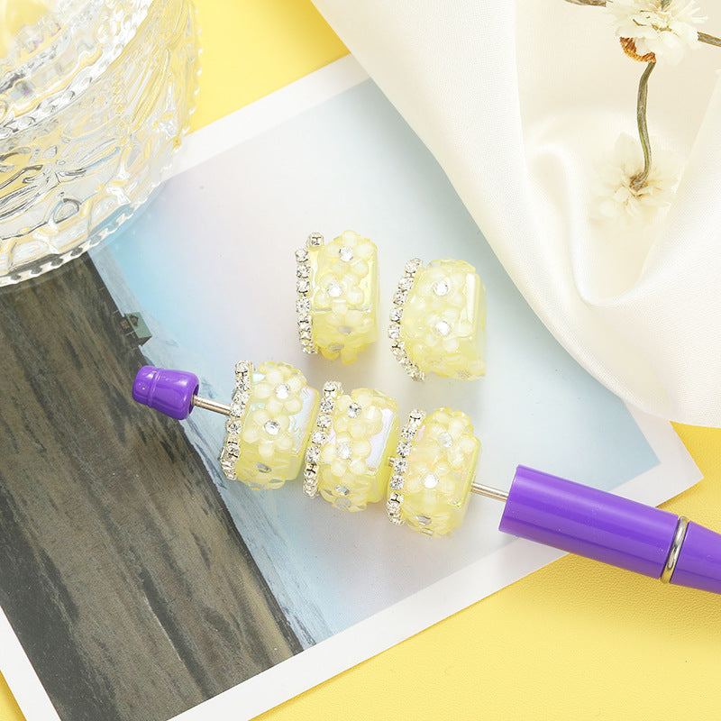 Wholesale 10pcs Heavy-duty Square Cherry Blossom Beads with Drilled Straight Holes