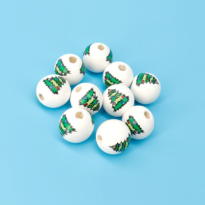 Wholesale 10PCS Christmas Decoration Wooden Beads DIY Children’s Round Beads