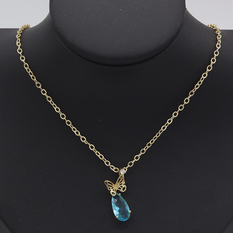 Wholesale Colorful Butterfly Zircon Necklace Clavicle Chain
