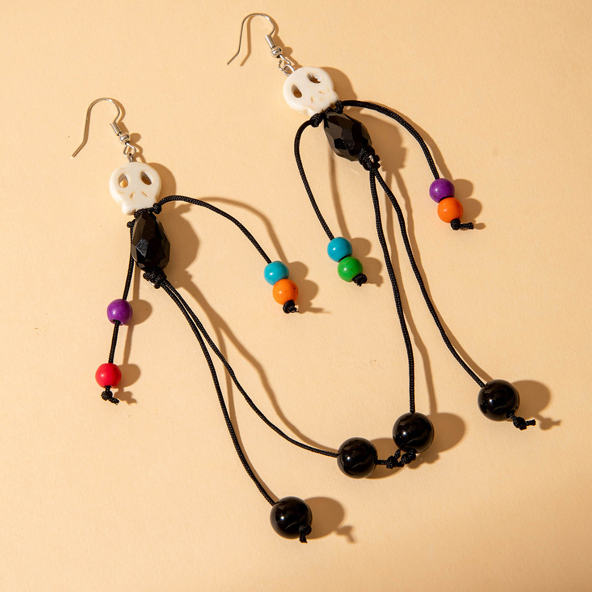 Wholesale Tassel Beaded Ghost Head Long  Earrings