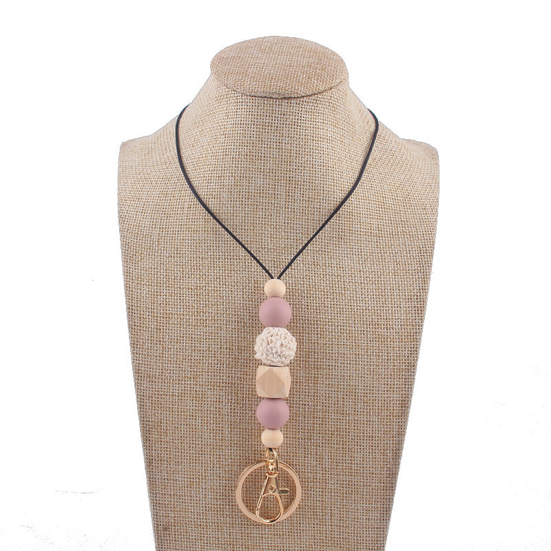 Wholesale Silicone Beaded Lanyard ID Keychain