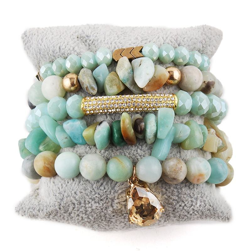 Wholesale natural stone crystal glass bead bracelet