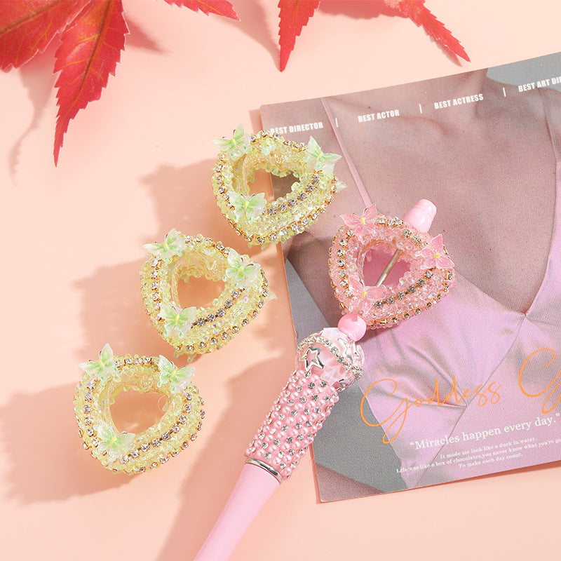 Wholesale Love Hollow Butterfly Full Diamond Straight Hole Heavy Loose Beads