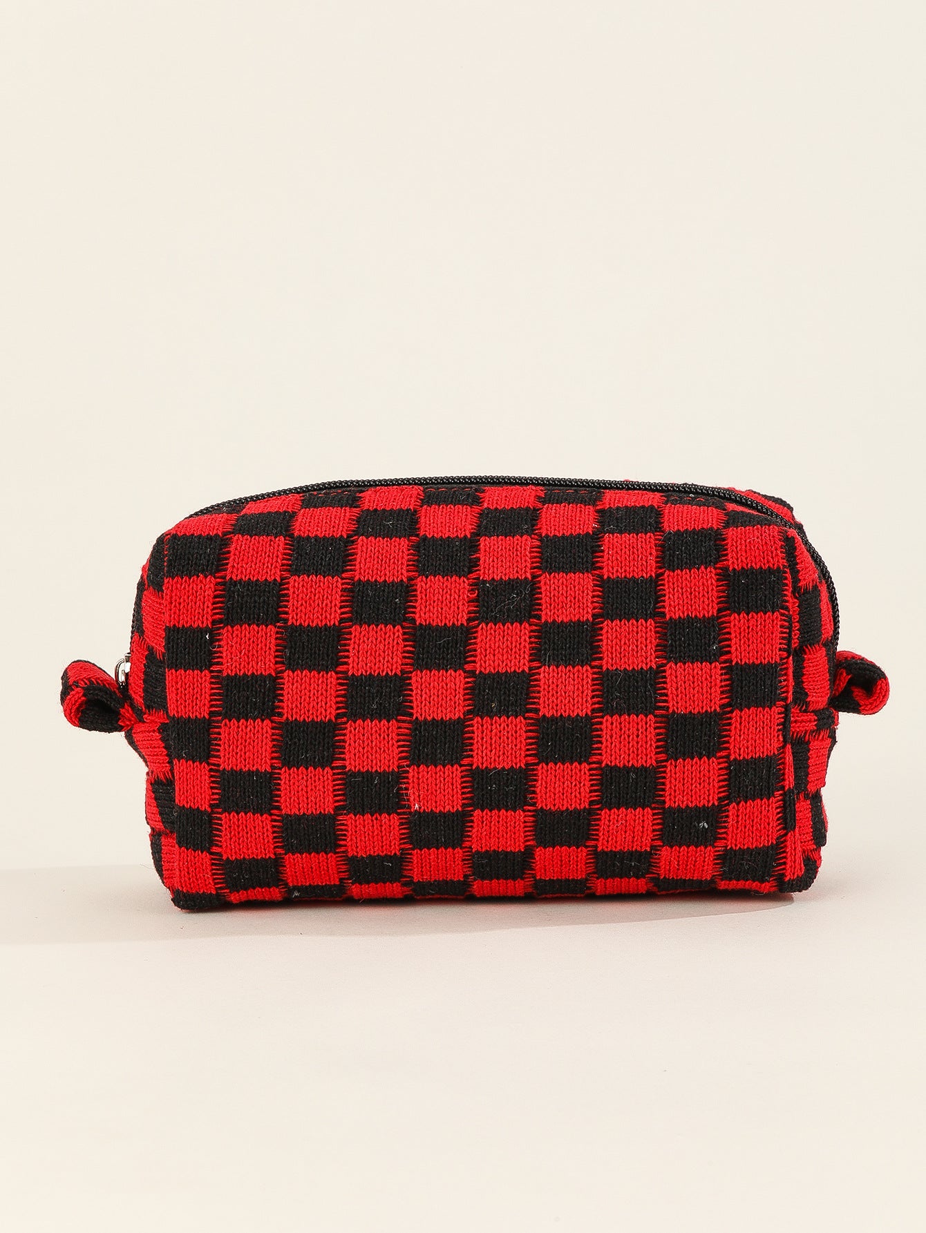 Wholesale Wool Checkerboard Knitted Storage Bag Large Capacity Toiletry Bag