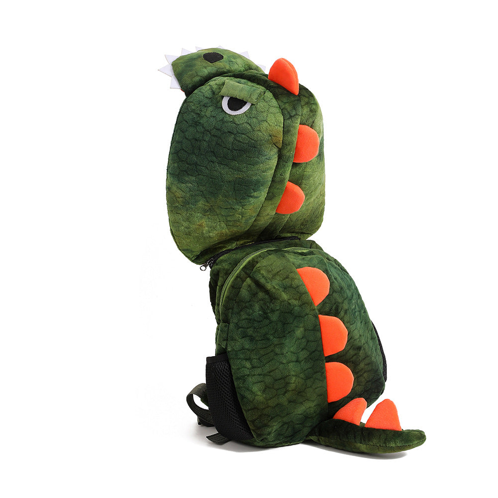 Wholesale Creative Cartoon Dinosaur Children's Hooded Plush School Bag