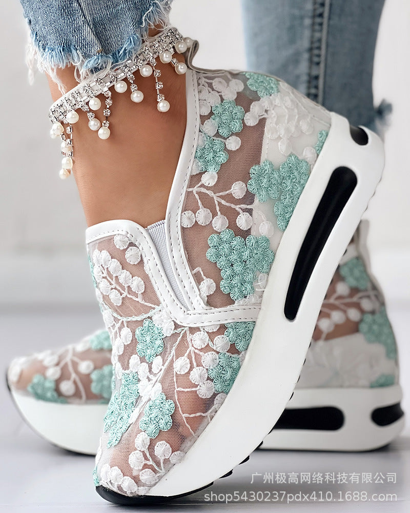 Wholesale Women's New Fashion All-match Colorful Rose Sneakers