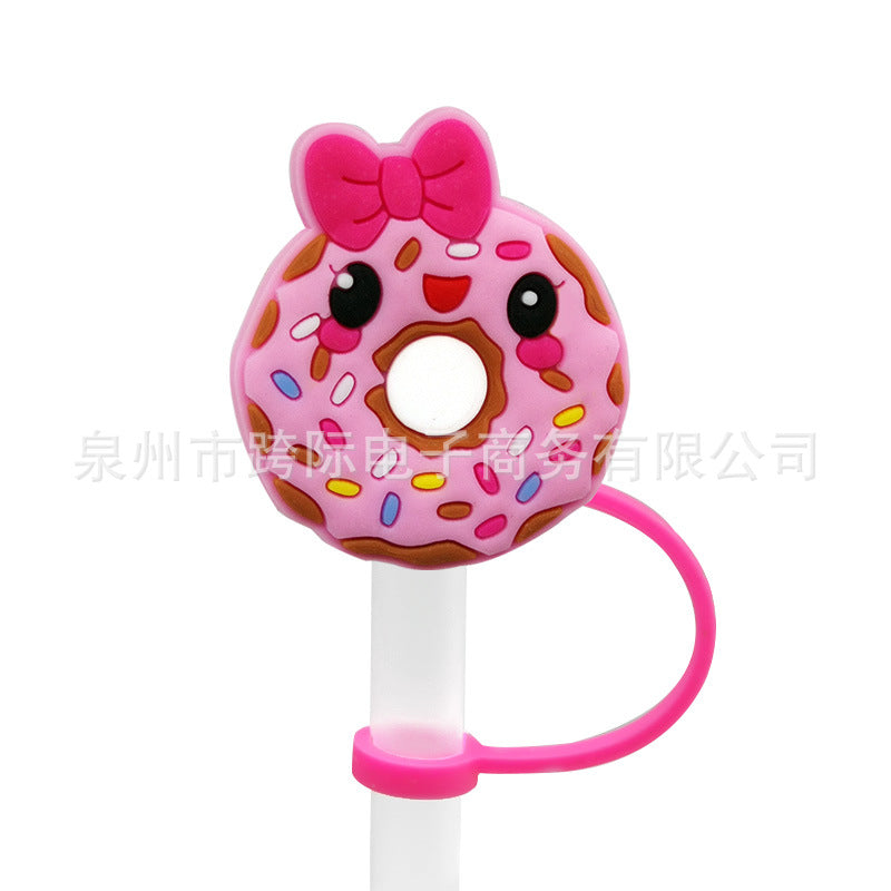 Wholesale 10pcs/pack New Donut DIY Decoration 10MM Straw Silicone Dust Stopper