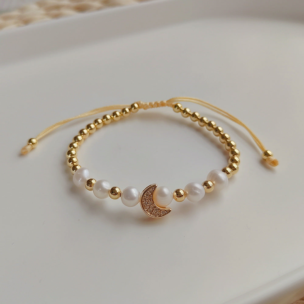 Wholesale Diamond Moon Pearl Bracelet