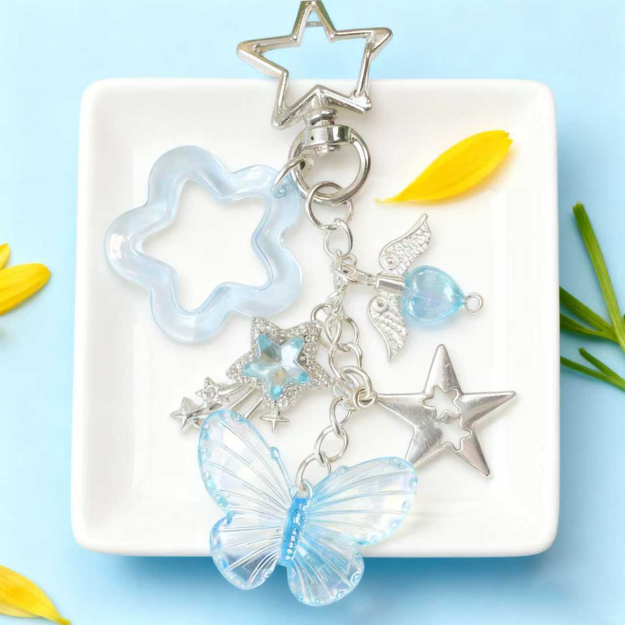 Wholesale Diamond-studded shooting star keychain