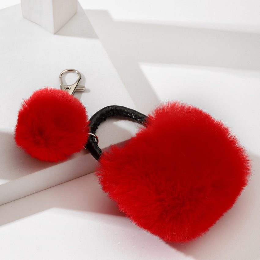 Wholesale Leopard Print Solid Color Plush Small Bag Keychain