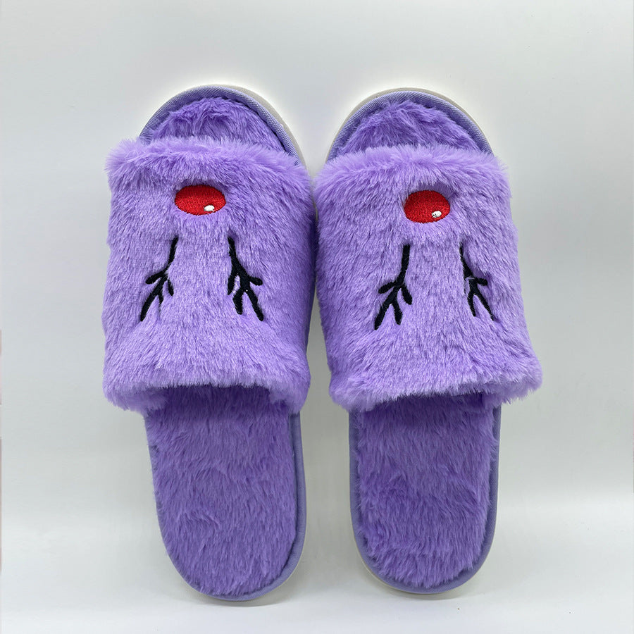 Wholesale Halloween Pumpkin Shoes Elk Christmas Plush Open Toe Flat Slippers
