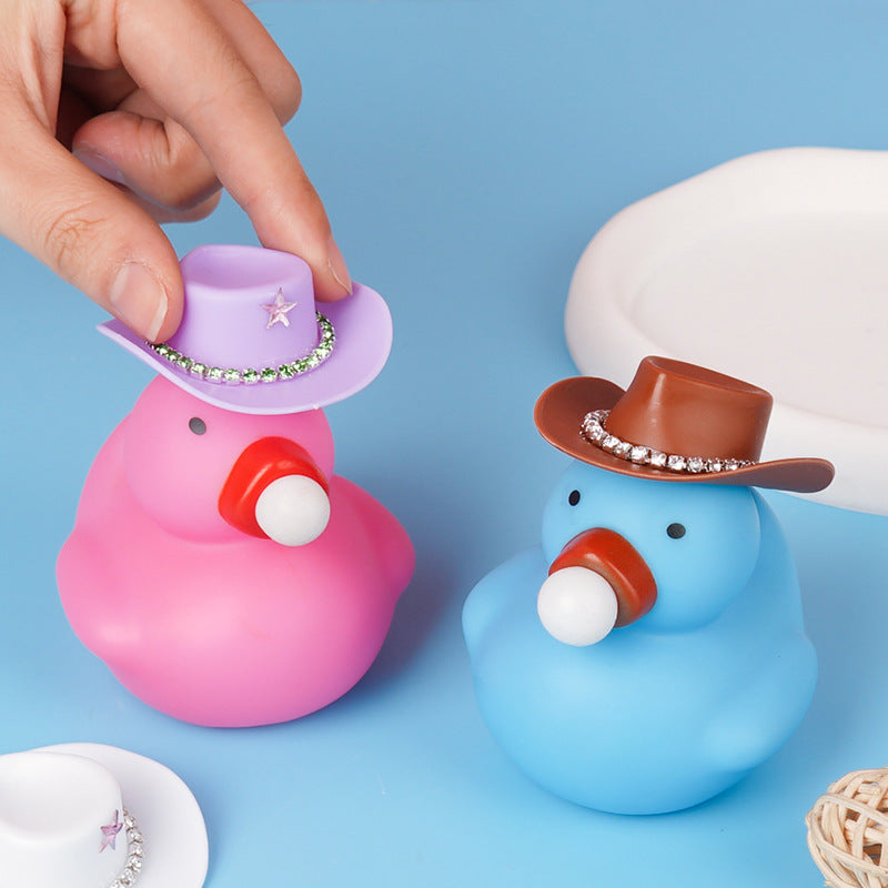 Wholesale Pink cowboy hat with diamond chain hairpin toy doll accessories hat plastic hat