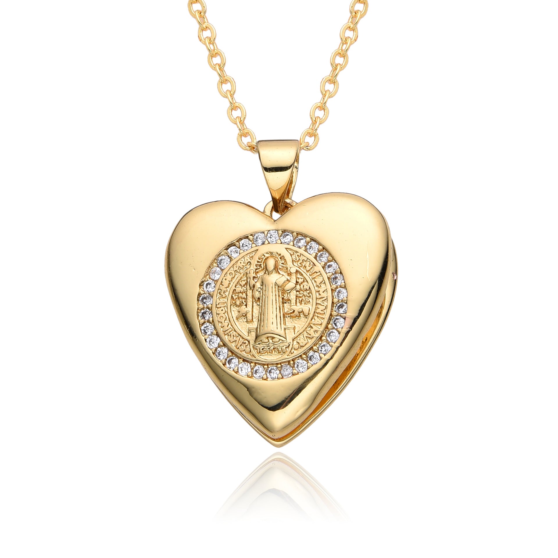 Wholesale Valentine's Day Love Virgin Mary Copper Plated Real Gold Necklace